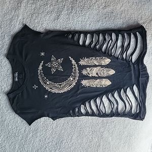 Wet Seal Cut-Out Top with Stars, Moon, and Feathers
